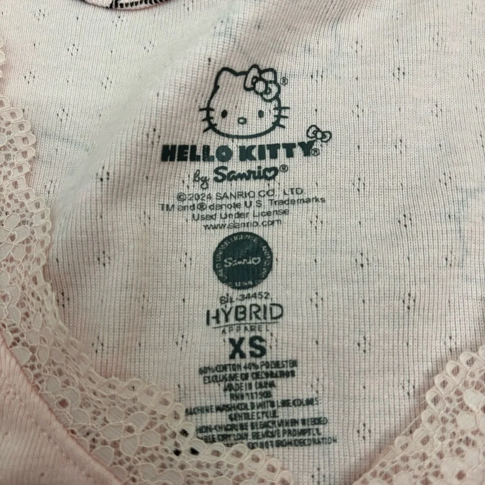Hello Kitty Pink lace trim soft T-Shirt XS - Picture 2 of 3